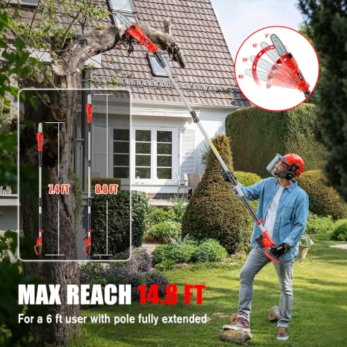 8-Inch Cordless Pole Saw Compatible with Milwaukee M18 18V Battery - color: Dark Red