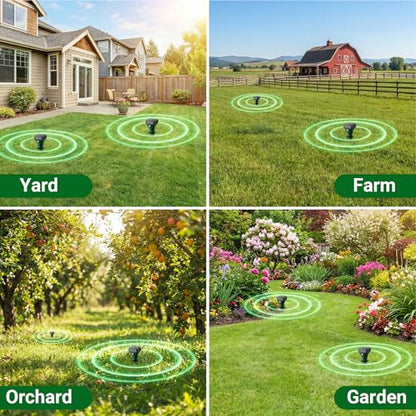 Mole Repellent Solar Powered, 8 Pack Gopher Repellent Ultrasonic for Lawns, IP65 Waterproof Mole Deterrent for Yard, Outdoor Pest Control for Groundhog, Vole, Armadillo, Chipmunk, Snake