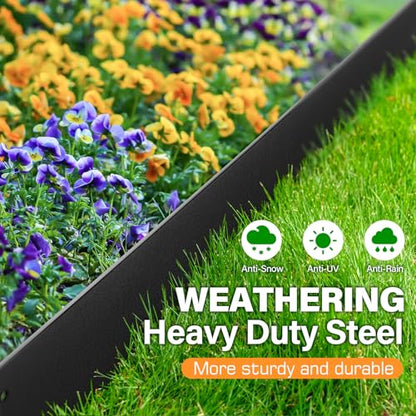 LAVEVE Galvanized Steel Landscape Edging 6-Pack, 40" L x 8" H (20Ft Total) - color: Black, size: 40"l X 8"h X 6 Pack
