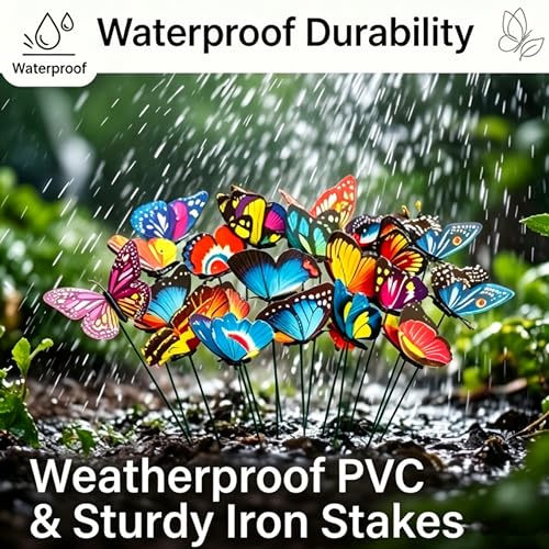 20 PCS Colorful Double Layer Butterfly Garden Stakes