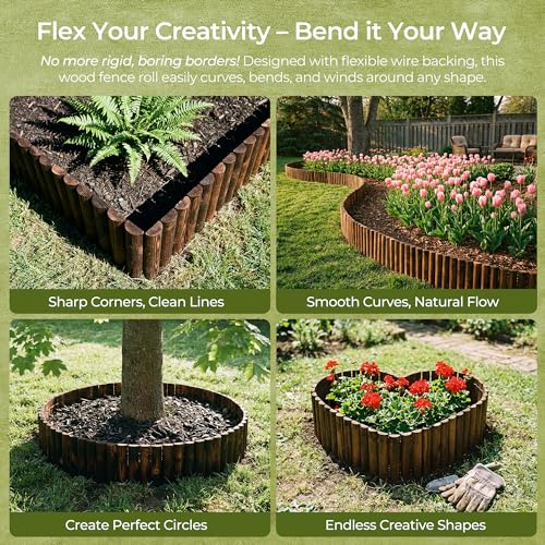 WORTH Wooden Edging for Landscaping, Flexible Garden Lawn Border 12" x 42" - color: 1-Pack 11.8"x42"