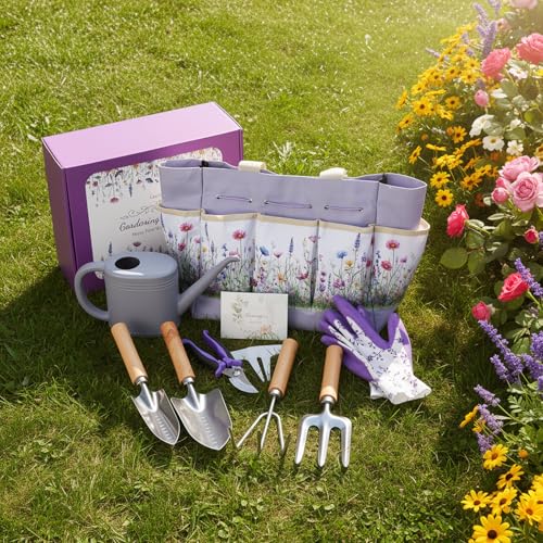 21 Pcs Gardening Gifts for Women Heavy-Duty Garden Tool Set - color: Purple