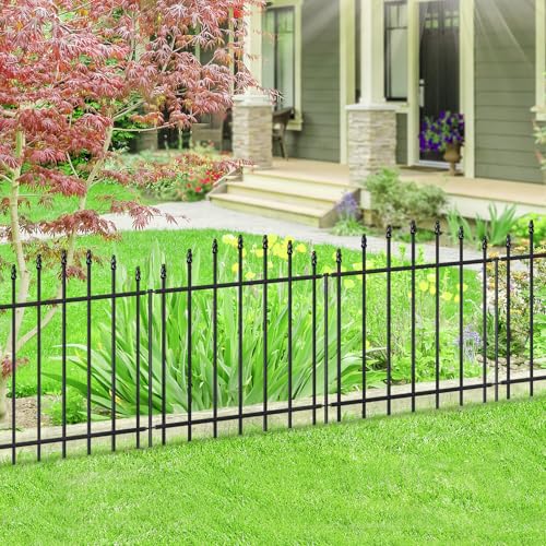 26” x 12’ No-Dig Metal Garden Fence with Stakes, Panels Fencing for Dogs - size: Roman Col 26″H x 12ft (6Panels)