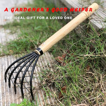 Garden Rake with 5-Claw for Loosening Soil in Flower Bed (Orange) - color: Orange