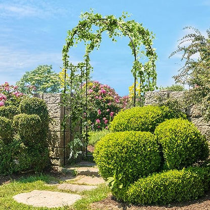 Giantex Garden Arch Trellis, 7.2FT Metal Arbor with 4 Ground Stakes - size: 47.5"W x 87"H