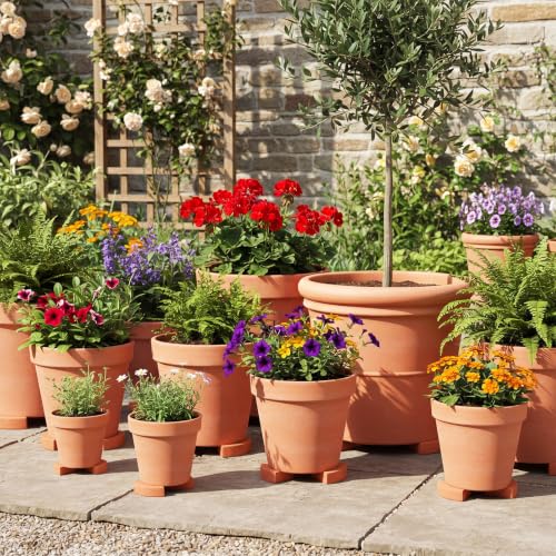 LemonRoad 12 Set Terra Cotta Cement Pot Feet for Outdoor Planters, Sector - style: Sector