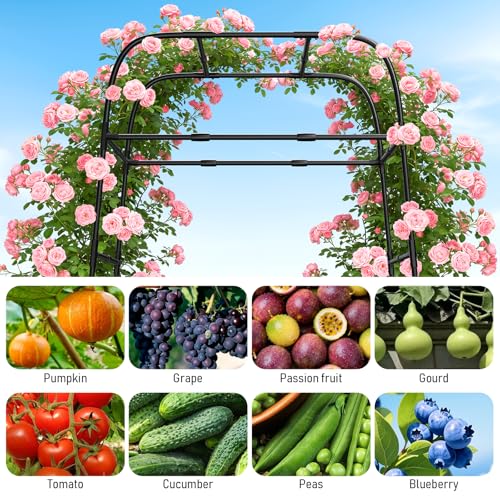 7ft Garden Arch Trellis for Climbing Plants Outdoor-Heavy Duty Metal Cucumber Trellis for Raised Beds- Tall Steel Vegetable Arbor for Climbing Vine Fruit Flower Yard Lawn Arch Tunnel Trellis - size: 32.28 in × 39.37 in × 82.68 in