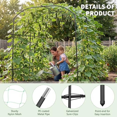 87in H Tall Garden Arch Trellis for Climbing Plants Outdoor - size: 75" L x 71" W x 87" H