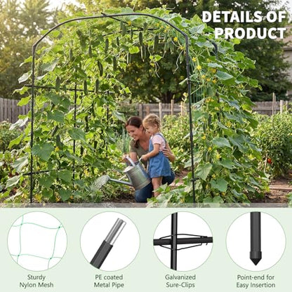 87in H Tall Garden Arch Trellis for Climbing Plants Outdoor - size: 75" L x 71" W x 87" H