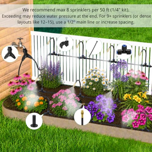 Bonviee 240FT Drip Irrigation System with Adjustable Nozzles - size: 240ft