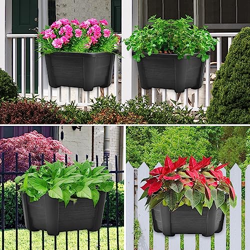 ORIMERC 9.8 Inches Self Watering Wall Planters for Indoor Plants, Railing Planters Balcony Planters Wall Hanging Planters, Lightweight, Dark Coffee (Pack of 8) - color: Dark Coffee