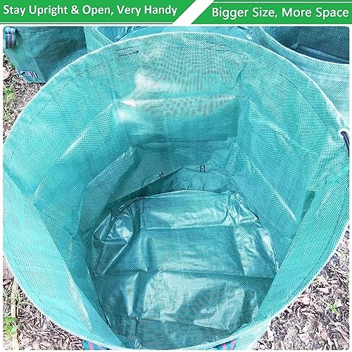 Professional 2-Pack 80 Gallon Big Lawn Garden Bags (D26,H33 inch) Yard Waste Bag with Gardening Gloves for Leaf Bag,Yard Debris,Garden Pruning,Trash Container,Lawn Grass Clippings,Weeds Bags 4 Handles