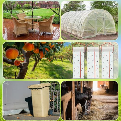 10 Rolls Sticky Fly Trap 30 ft Each, White - color: White
