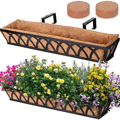 36" Hanging Window Box Basket w/Coco Liner, Black, 2 Pack - color: Black-set 2, size: 36IN Style A