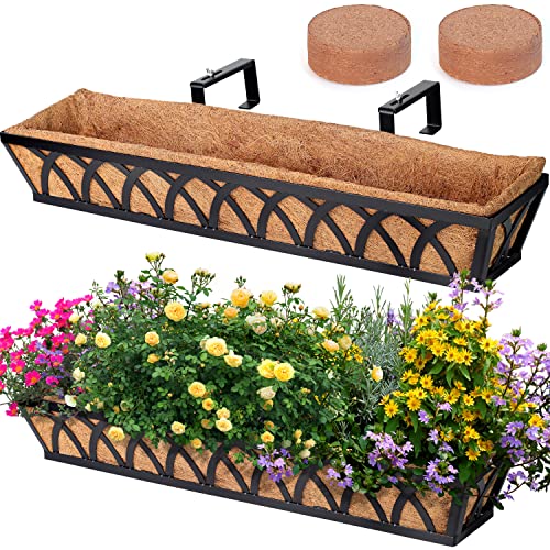 36" Hanging Window Box Basket w/Coco Liner, Black, 2 Pack - color: Black-set 2, size: 36IN Style A