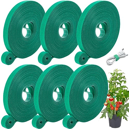 Plant Tape, 6 Roll 196 Ft Green Garden Tape, Adjustable Twist Ties for Plants Support 1/2", Reusable Garden Ties for Climbing Plants, Gardening Tape for Outdoor Indoor Plants - size: 6 Roll,196Ft