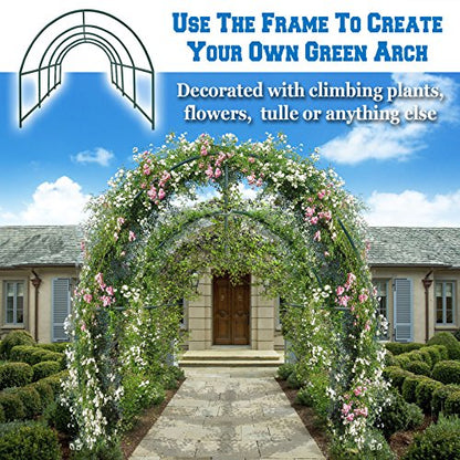 Benefit-USA Multi-Size Large Garden Support Arch Frame Climbing Plant Arch Arbor for Flowers/Fruits/Vegetables (15.9'X7'X7.2'), Green - size: 15.9 ft x 7 ft x 7.2 ft