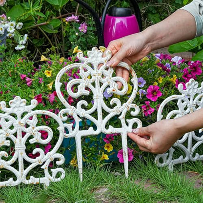 Sungmor Cast Iron Garden Edging, 11.8 Inches Tall 4 Pack Rustic White - color: Rustic White - 11.8inch Tall