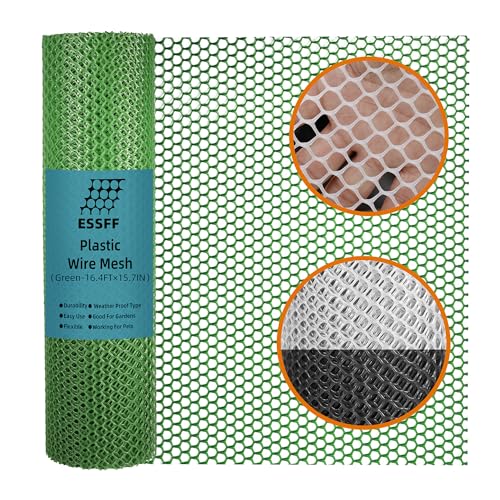 Pet & Garden Safeguard - 15.7IN x 16.4FT Roll - Green Plastic Netting, Multi-Use Decorative Fencing for Poultry, Dogs, Rabbits,Chicken and Snake Barrier - color: Green-16.4FT×15.7IN