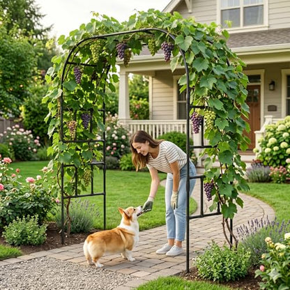 DoCred 87" H x 79" L Garden Arch Trellis, Metal Trellis for Climbing Plants - size: 87"H x 79"L x 16"W