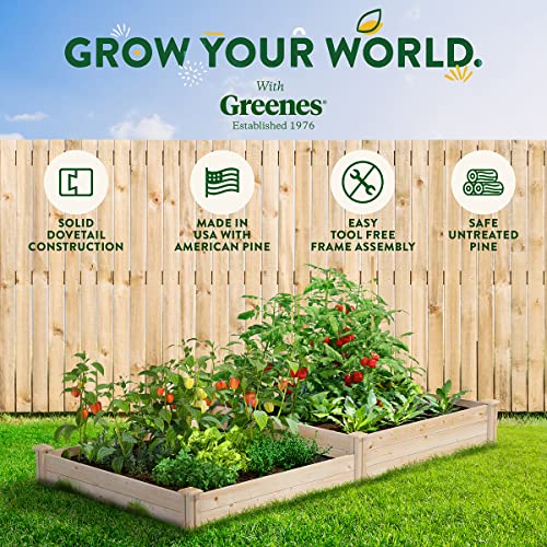 Greenes Fence Original Pine Raised Garden Bed, 4' x 8' x 7-10.5" - Made in USA with American Pine - size: 4' W x 8' L x 7-10.5" H