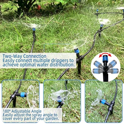 10PCS Push-to-Connect Drip Irrigation Emitters for 1/4 inch Irrigation Tubing, Two-Way Connection Adjustable Vortex Drip Emitters with Stake, Irrigation Dripper Sprinklers for Drip Irrigation System - size: 10PCS Two-Way Drip Irrigation Vortex Emitters