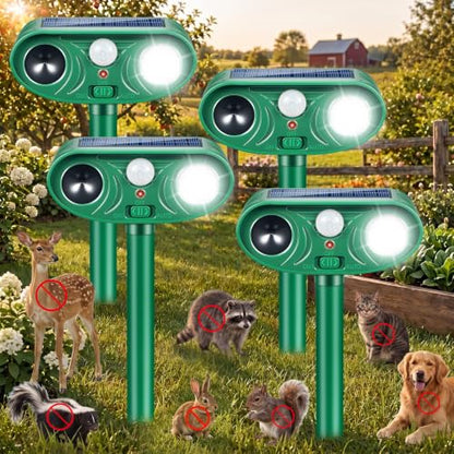 Sonic Fortress Pro Deer & Raccoon Repellent Outdoor, Solar Animal Repeller