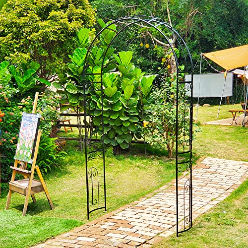 Metal Garden Arbor Wedding Arch 95.3" H x 45" W, Heavy Duty Rustproof Iron Pergola Trellis for Climbing Plants Outdoor Garden Patio Pathway Lawn Ceremony Party Decoration