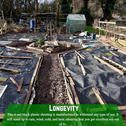 Farm Plastic Supply - Weed Control 6 Mil Black/White Polyethylene Sheeting - Heavy Duty Weed Barrier Landscape Fabric for Outdoor Gardens, Non Woven Weed Blocker Fabric, Weed Control (40' x 75') - size: 40' x 75'