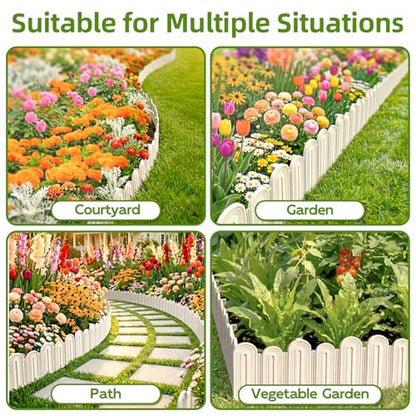 Ruppence 40Pcs 42ft White Garden Edging Border, Plastic Landscape Edging