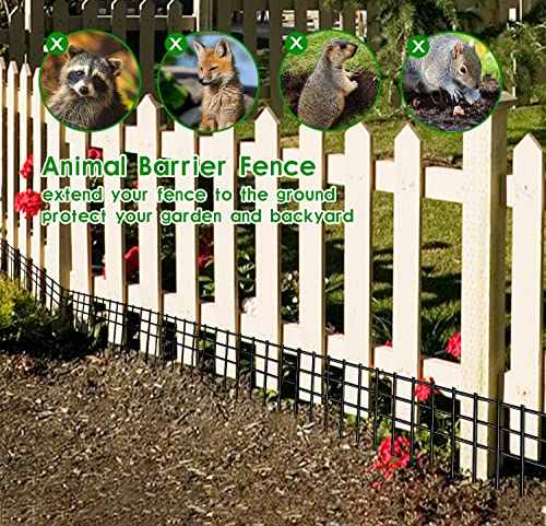 24x15-inch No Dig Animal Barrier Fence, 10 Pack Black Dig Protective Fence with 1.5 inch Spike spacing, Dog/Rabbit/Groundhog Underground Defence, for Outdoor Garden Patio - size: 10 pack 24x15-inch black