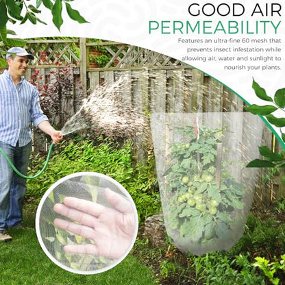 Zihvfzu 4 Pack Garden Netting Mesh with Drawstring – 3.5 x 2.3 FT Bird Netting for Blueberry Bushes, Fruit Trees & Vegetables, Insect & Deer Barrier for Cicada, Squirrel, Animals Protection (White)