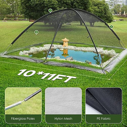 Mxmoonant Pond Cover Dome 10x11 FT, w/4 Windropes, 1-Person Install