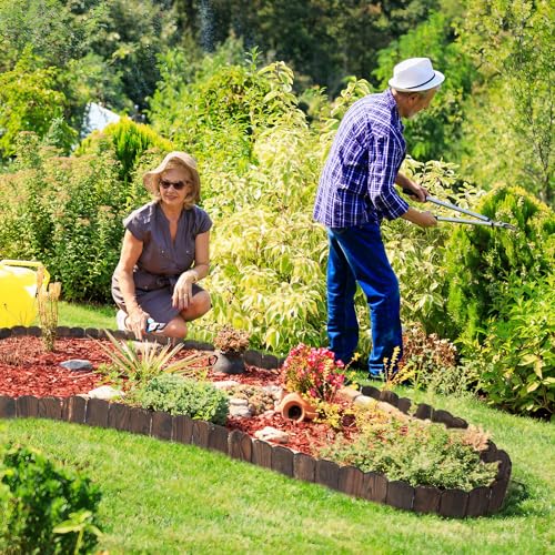 9.6ft L x 3.9in H Landscape Edging - 2 Packs Sturdy Anti-Corrosive Wood Garden Edging Border, Low-Profile Blends into Nature, for Yard Flower Bed Path Decorative Tree Fence