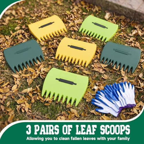 9 Pcs Leaf Scoops Hand Rakes Set with Gloves for Yard