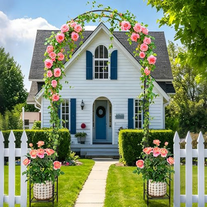 8FT Garden Arch Trellis with Planter Boxes Rustproof Black - size: 8*6 FT
