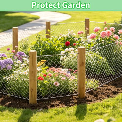 Chicken Wire 4 in x 787 in Poultry Wire Netting Hexagonal Galvanized Mesh Garden Fence Barrier for Pet Rabbit Chicken Fencing with 100 Pcs Cable Zip Ties - color: Silver, size: 4"x787"+100Ties