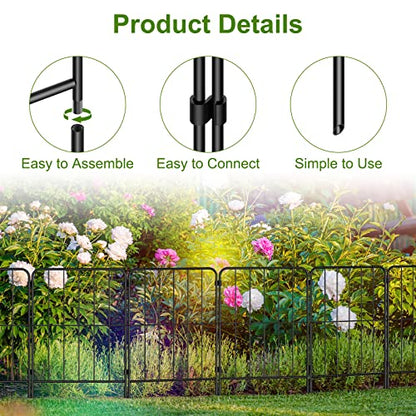 PINPON 10-Pack Square Garden Fence 24inH x 10ftL Rustproof Animal Barrier - size: 10ft-10pack