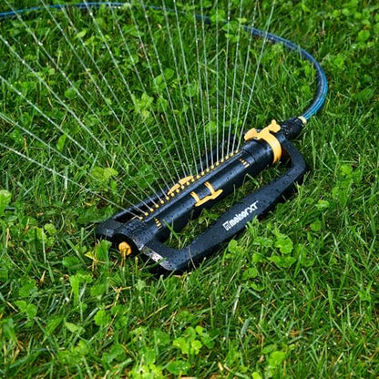 Melnor 65167AMZ XT Turbo Oscillating Sprinkler, 4,500 sq. ft., Quick Connect Bundle, 3-Way Adjustable, Black, Yellow (Pack of 12) - size: 3-Way Adjustable, style: Pack of 12