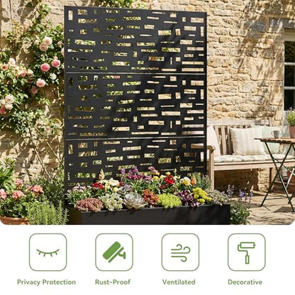 Metal Raised Garden Bed with Trellis and Wheels, 71"x47"x16" (Black-Gerald) - color: Black-gerald, size: 71"x47"x16"