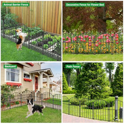 No Dig Garden Fence Panels, Dog Fence Outdoor for Yard, 12 Pack - size: 17in(H) x 12.6ft(L)