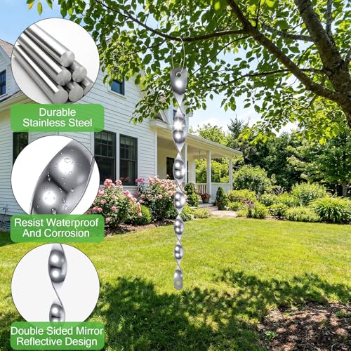 8Pcs Woodpecker Bird Scare Devices, Weather-Resistant Reflective Rods with Spiraling Light Flashes, Reflective Scare Rods Control Device to and Woodpecker Away from Trees, Porch