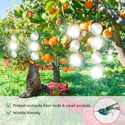 Reflective Bird Scare Discs Set, 24 PCS Large Double-Sided Bird Scare Device for Outside, Bird Reflectors to Keep Birds, Woodpeckers, Pigeons Away from House, Outdoor Garden, Patio and Yard - color: Off-White