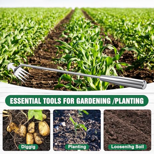 Hand Weeder Tool, Stainless Steel Handle Manual Weeder Tool, Pull Up Weeder Tool, Weed Discharge Tool, 4-Tooth Weeder Tool, Weeder Tool for Gardening 16inch - style: Weed Puller Tool 40mm