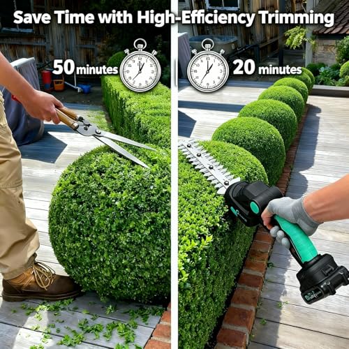 Garvee 20V 2-in-1 Cordless Hedge Trimmer with 2 Batteries