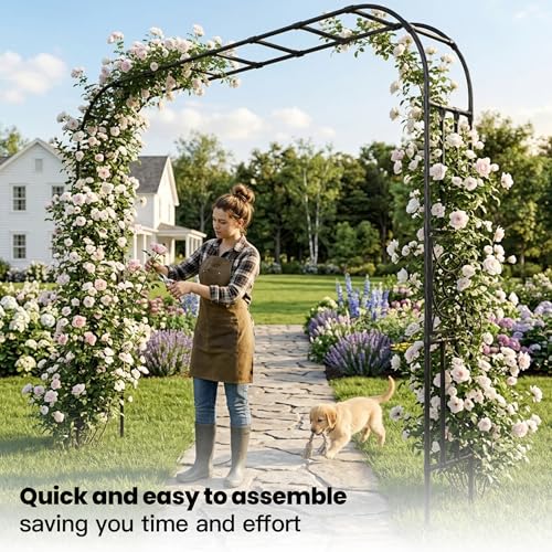 Heavy Duty Garden Arch Trellis,118.1 x 98.4 in, with Lattice - size: 118.1"W x 98.4"H