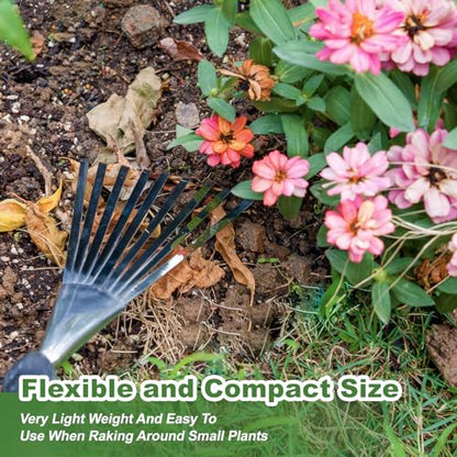 Haliaeetus Garden Hand Rake, 14.6'' Small Garden Rake for Tight Areas