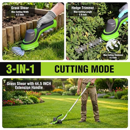 WORKPRO 2-in-1 Cordless Hedge Trimmer & Grass Shears - style: Long Handle Grass Shear