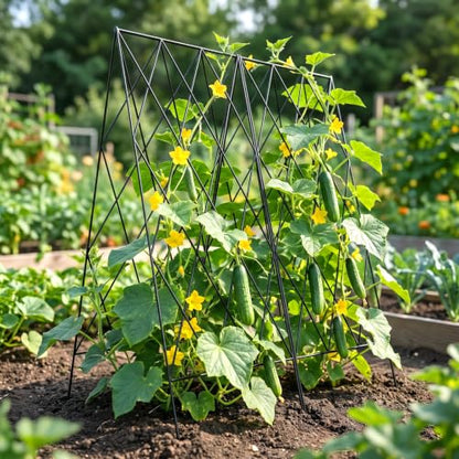 DoCred 39.4" H Cucumber Trellis, 2 Pack Foldable A Frame Garden Trellis - color: Steel Black, size: 39.4" H (Standard)