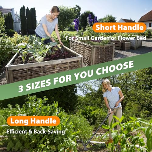 Weed Puller Tool with 45.5" Long Handle, 2 in 1 Small Garden Weeding Hoe & Rake, Handheld Stand Up Hoe Garden Tool for Lawn, Garden, Yard, Flower Bed, Patio & Small Farm